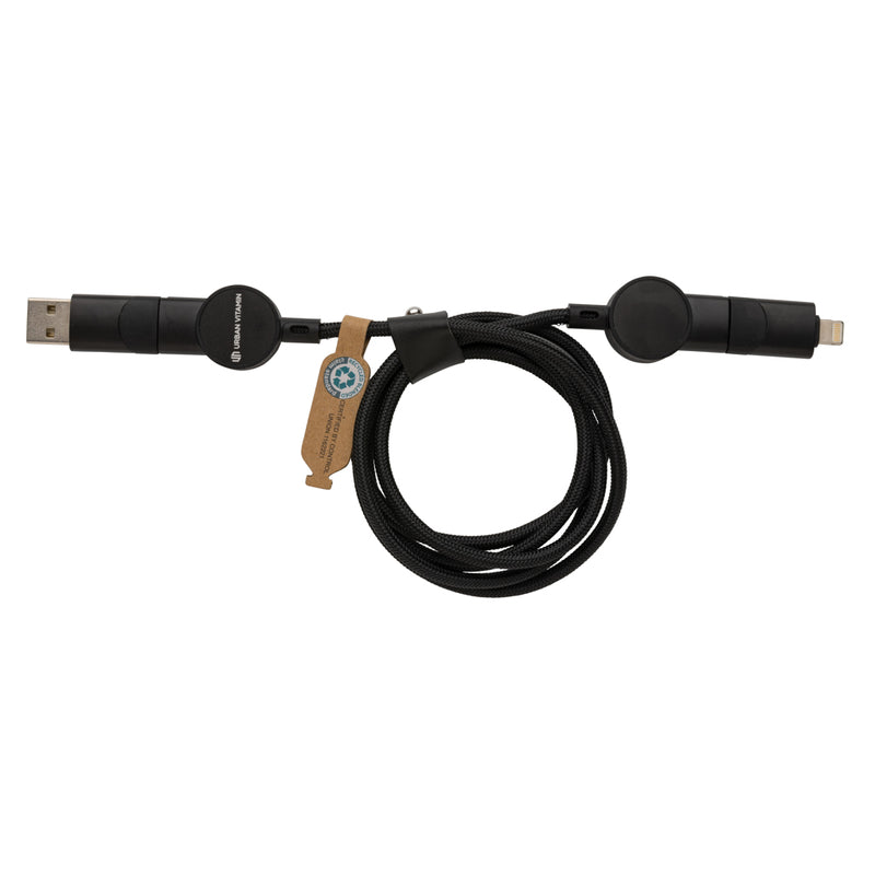 Load image into Gallery viewer, Oakland RCS recycled plastic 6-in-1 fast charging 45W cable - Custom Wood Designs
