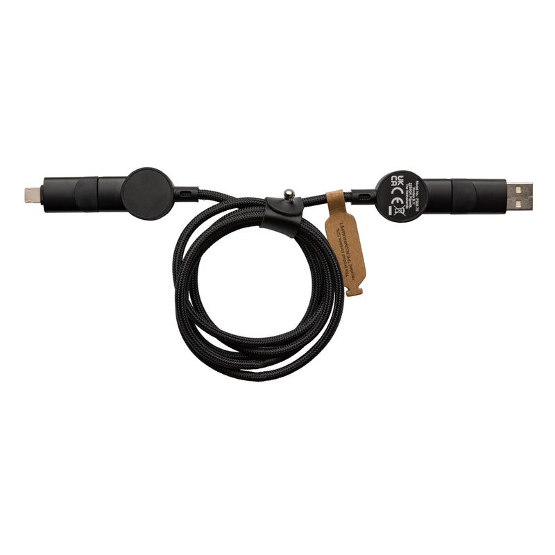 Load image into Gallery viewer, Oakland RCS recycled plastic 6-in-1 fast charging 45W cable - Custom Wood Designs
