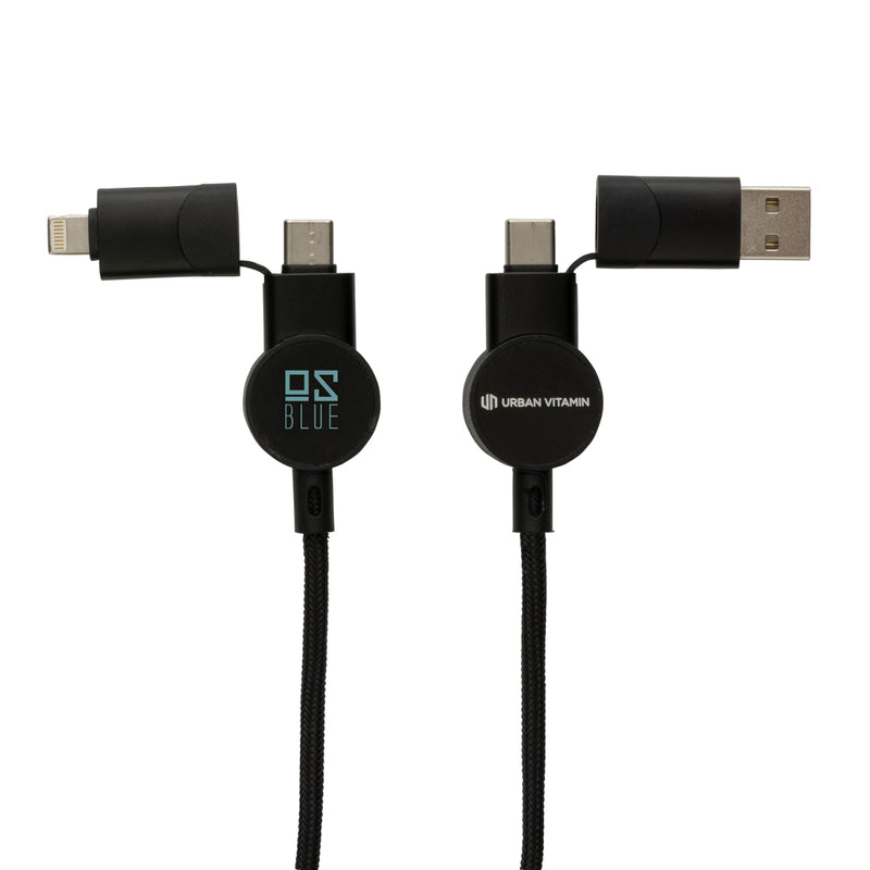 Load image into Gallery viewer, Oakland RCS recycled plastic 6-in-1 fast charging 45W cable - Custom Wood Designs

