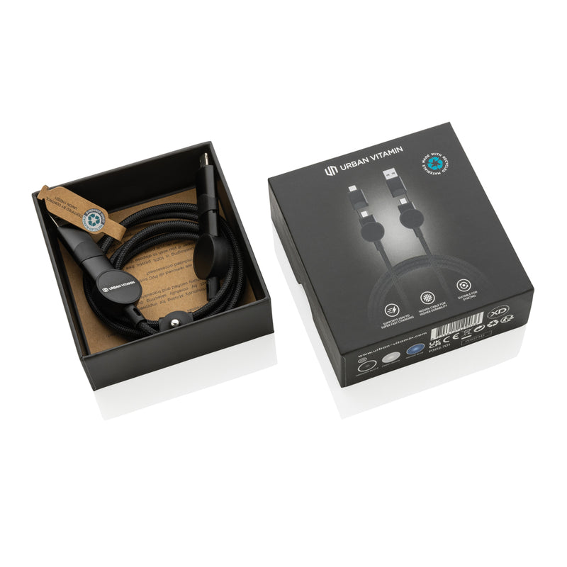 Load image into Gallery viewer, Oakland RCS recycled plastic 6-in-1 fast charging 45W cable - Custom Wood Designs
