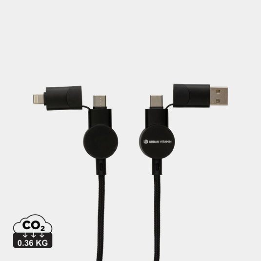 Oakland RCS recycled plastic 6-in-1 fast charging 45W cable - Custom Wood Designs