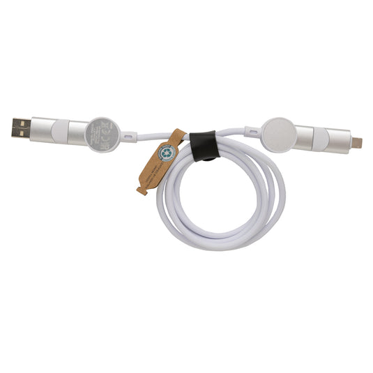Oakland RCS recycled plastic 6-in-1 fast charging 45W cable - Custom Wood Designs