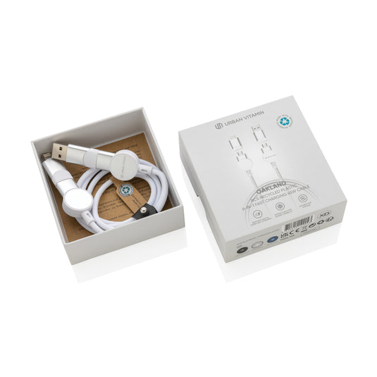 Oakland RCS recycled plastic 6-in-1 fast charging 45W cable - Custom Wood Designs