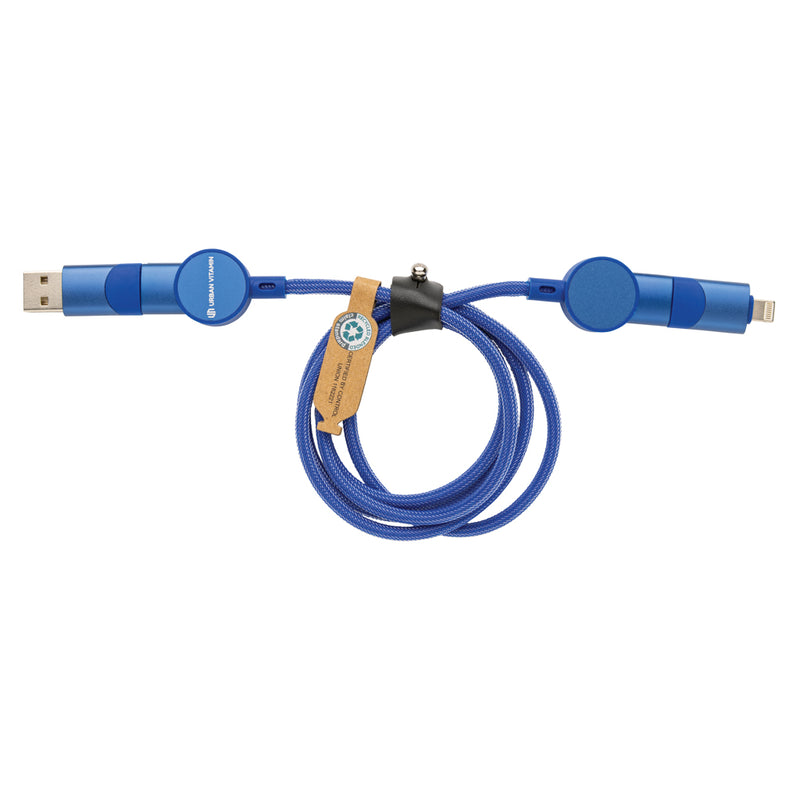 Load image into Gallery viewer, Oakland RCS recycled plastic 6-in-1 fast charging 45W cable - Custom Wood Designs
