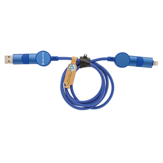 Oakland RCS recycled plastic 6-in-1 fast charging 45W cable - Custom Wood Designs