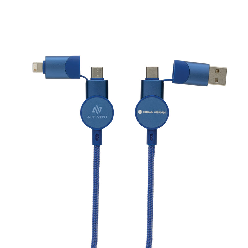 Load image into Gallery viewer, Oakland RCS recycled plastic 6-in-1 fast charging 45W cable - Custom Wood Designs
