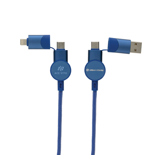 Oakland RCS recycled plastic 6-in-1 fast charging 45W cable - Custom Wood Designs