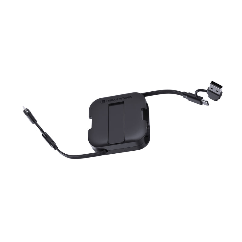 Load image into Gallery viewer, Urban Vitamin San Jose 100W stand with retractable cable for phones and tablets, shown holding a device on a sleek stand.
