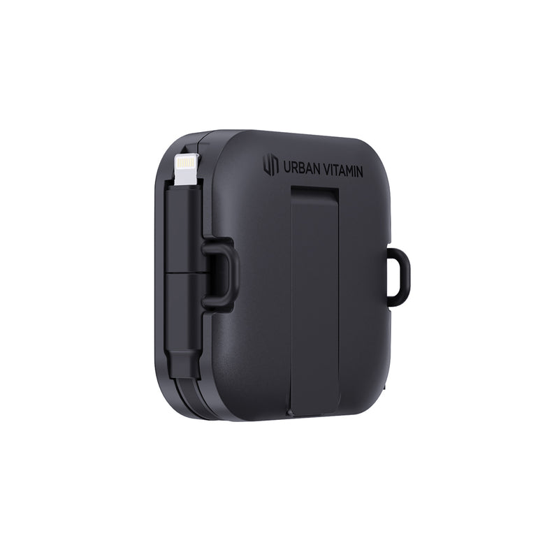 Load image into Gallery viewer, Urban Vitamin San Jose 100W stand with retractable cable for phones and tablets, black plastic design with adjustable support.
