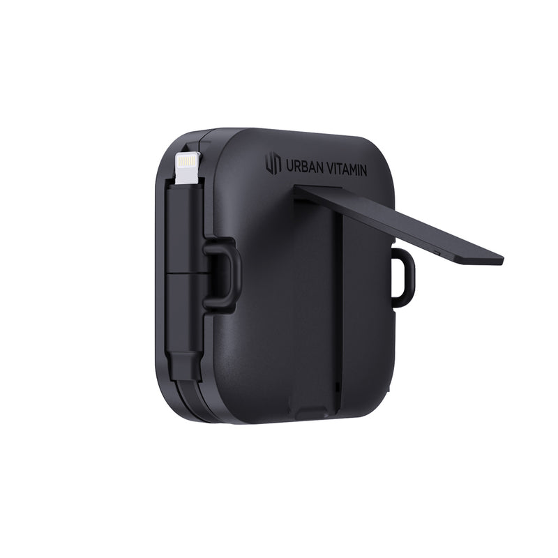 Load image into Gallery viewer, Urban Vitamin San Jose 100W stand with retractable cable for phones and tablets, featuring a sleek black design.
