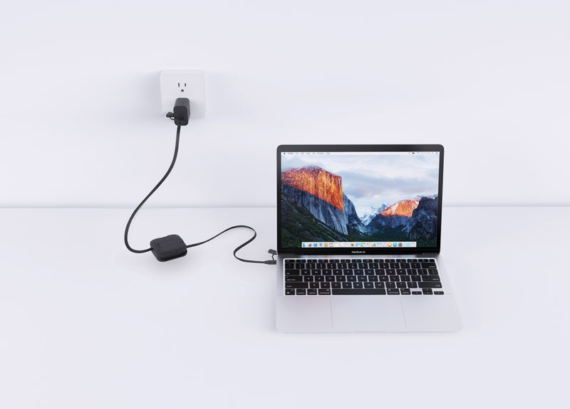Load image into Gallery viewer, Urban Vitamin San Jose 100W stand with retractable cable for phones and tablets, showcasing sleek design and adjustable support.
