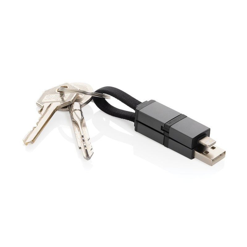 Load image into Gallery viewer, XD Xclusive Terra recycled aluminum 4-in-1 60W fast charging cable for phones and tablets with multiple connectors.
