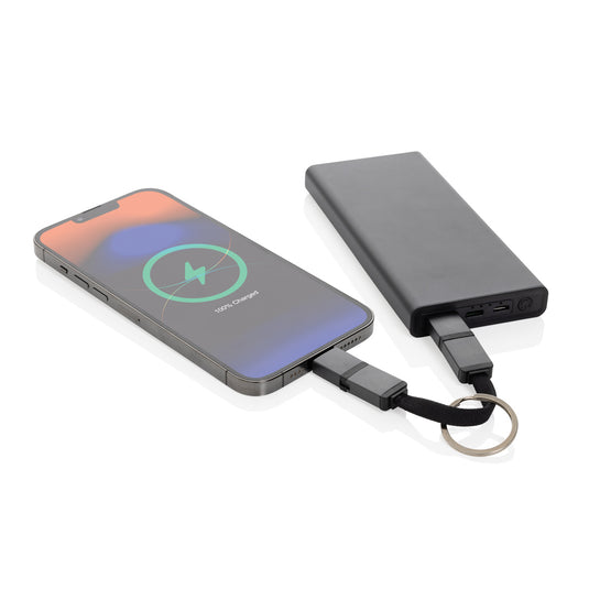 XD Xclusive Terra recycled aluminum 4-in-1 60W fast charging cable for phones and tablets, with multiple connectors visible.