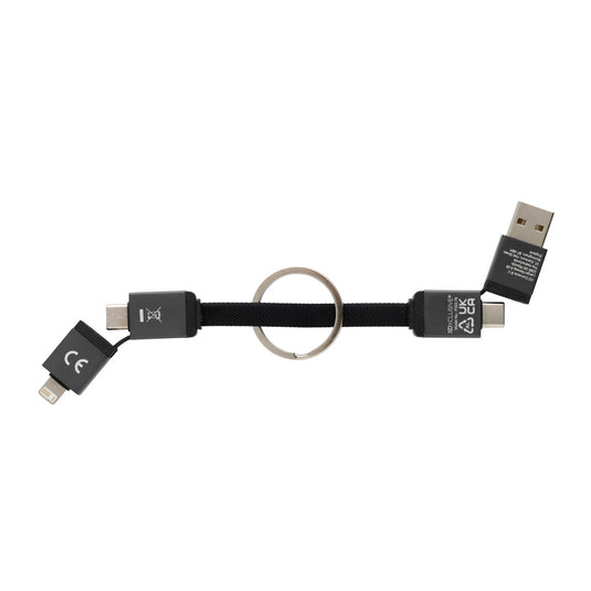 XD Xclusive Terra recycled aluminum 4-in-1 60W fast charging cable for phone and tablet accessories, showing multiple connectors.
