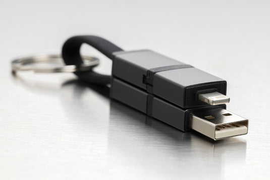 XD Xclusive Terra recycled aluminum 4-in-1 60W fast charging cable for phones and tablets, showing the multi-connector design.