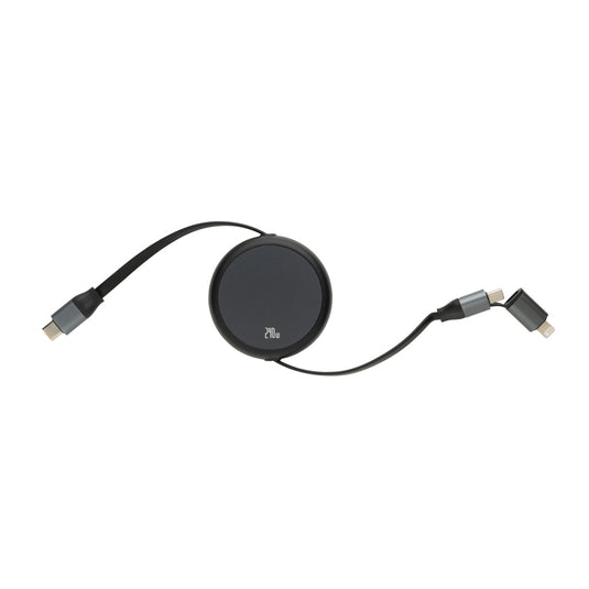 XD Xclusive Terra RCS recycled aluminium 2-in-1 retractable cable for phone and tablet charging and data transfer.