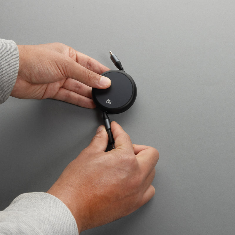 Load image into Gallery viewer, XD Xclusive Terra RCS recycled aluminium 240W 2-in-1 retractable cable for phone and tablet accessories, showing the sleek design.
