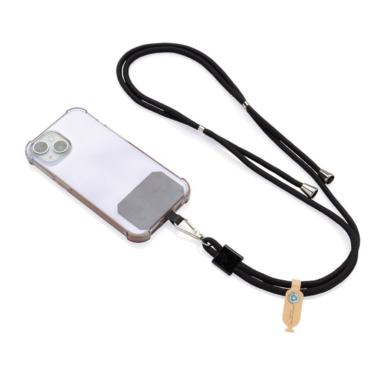 XD Collection CarryLoop RCS recycled PET adjustable phone holder lanyard with clip and strap for phones and tablets.