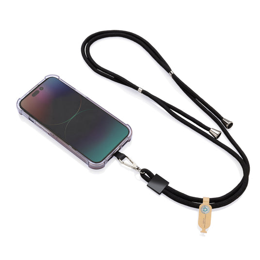 XD Collection CarryLoop RCS recycled PET adjustable phone holder lanyard with secure clip and durable strap for phones and tablets.