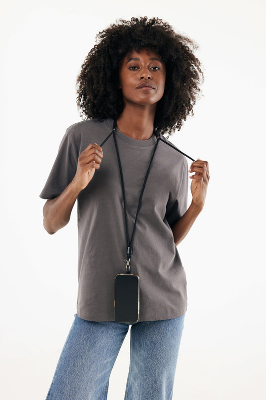 XD Collection CarryLoop RCS recycled PET adjustable phone holder lanyard for phones and tablets, with clip and adjustable strap.