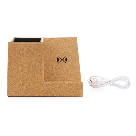 Cork pen holder and 5W wireless charger - Custom Wood Designs