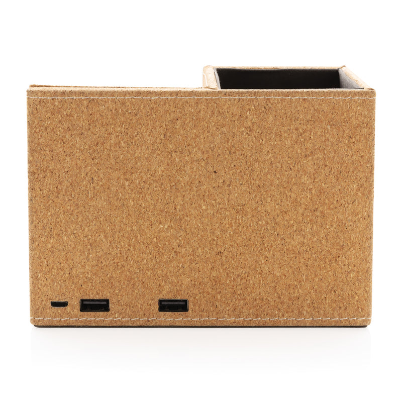 Load image into Gallery viewer, Cork pen holder and 5W wireless charger - Custom Wood Designs
