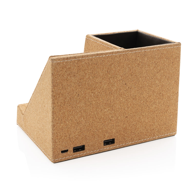 Load image into Gallery viewer, Cork pen holder and 5W wireless charger - Custom Wood Designs
