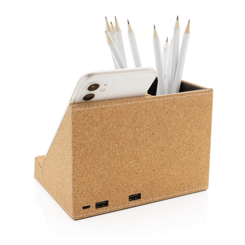 Load image into Gallery viewer, Cork pen holder and 5W wireless charger - Custom Wood Designs
