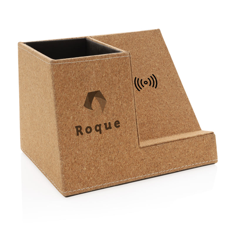 Load image into Gallery viewer, Cork pen holder and 5W wireless charger - Custom Wood Designs
