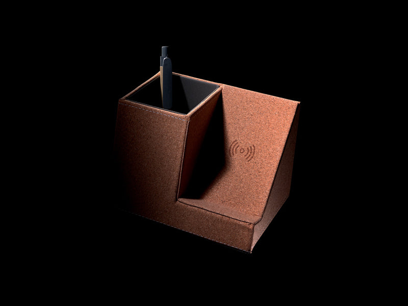 Load image into Gallery viewer, Cork pen holder and 5W wireless charger - Custom Wood Designs
