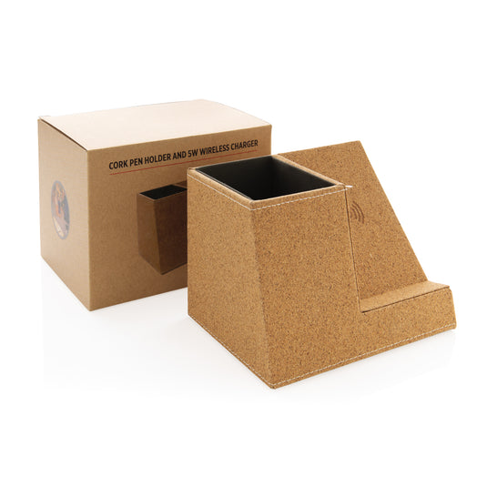 Cork pen holder and 5W wireless charger - Custom Wood Designs