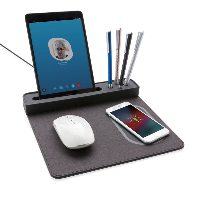 Load image into Gallery viewer, XD Xclusive air mousepad with 5W wireless charging and USB port, ideal for phone and tablet accessories, sleek and functional.
