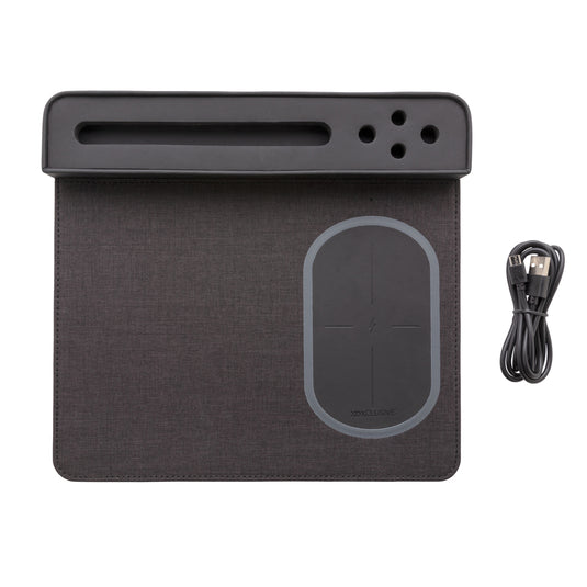XD Xclusive air mousepad with 5W wireless charging and USB port, ideal for phone and tablet accessories.