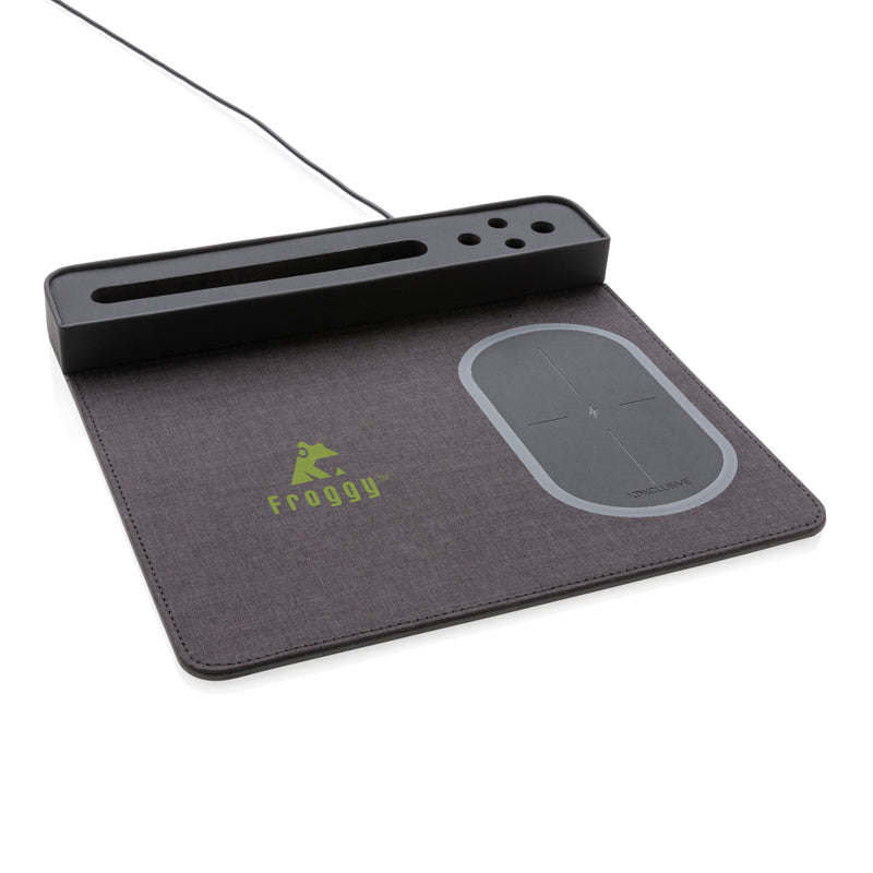 Load image into Gallery viewer, XD Xclusive air mousepad with 5W wireless charging and USB port for phones and tablets, featuring a sleek, modern design.
