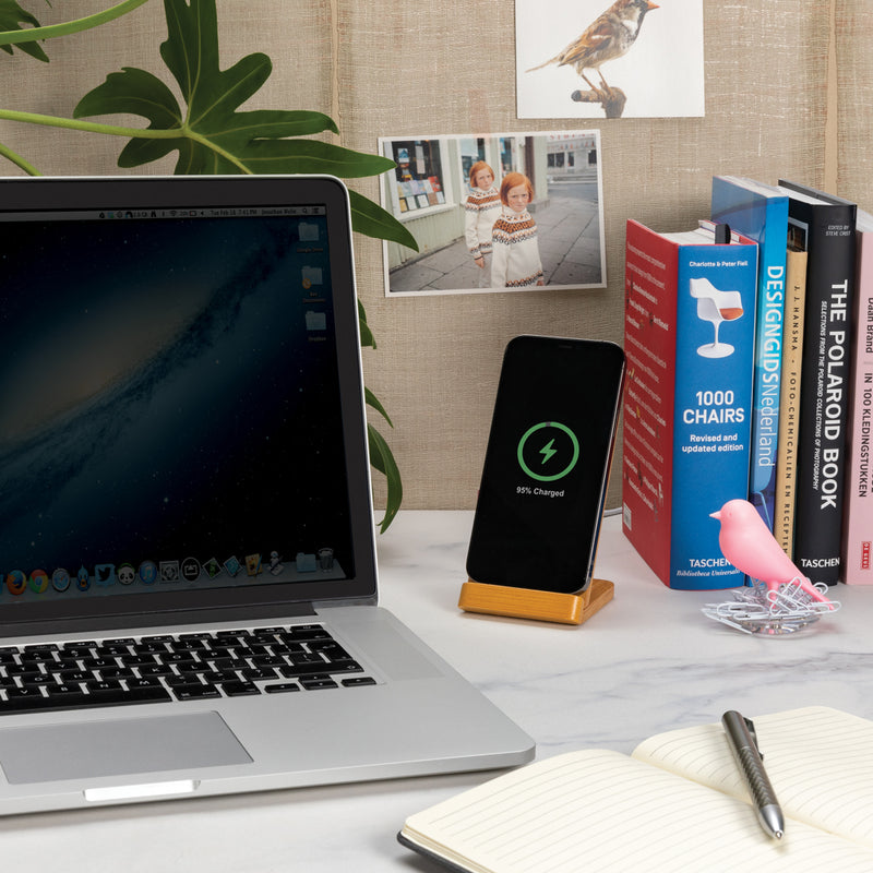 Load image into Gallery viewer, Bamboo 5W wireless charging stand - Custom Wood Designs

