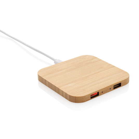 Bamboo 10W wireless charger with USB - Custom Wood Designs