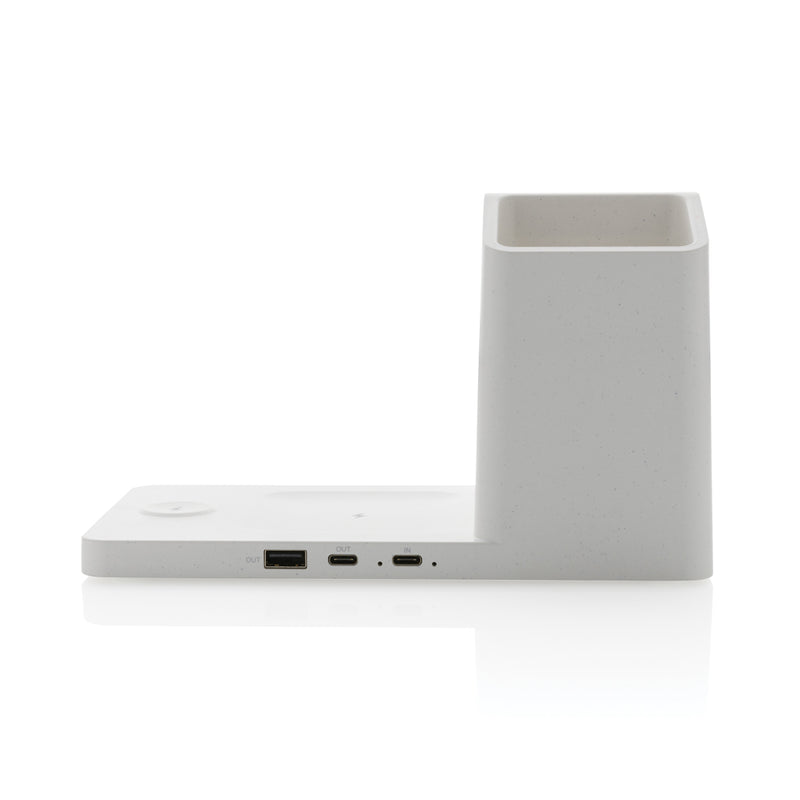 Load image into Gallery viewer, Ontario recycled plastic &amp; bamboo 3-in-1 wireless charger - Custom Wood Designs
