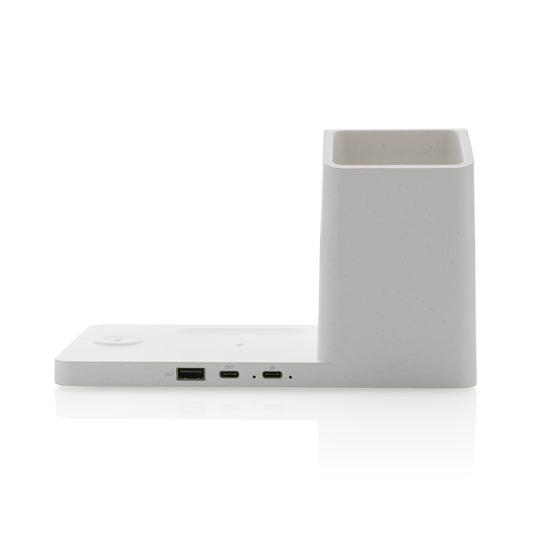 Ontario recycled plastic & bamboo 3-in-1 wireless charger - Custom Wood Designs