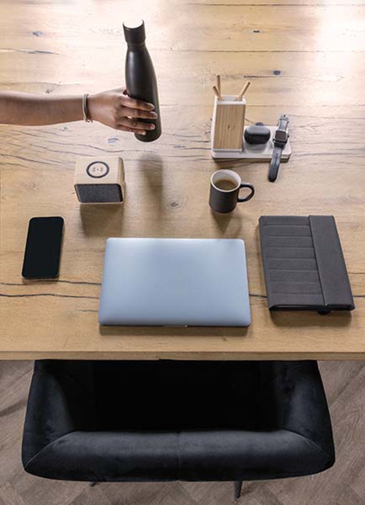 Load image into Gallery viewer, Ontario recycled plastic &amp; bamboo 3-in-1 wireless charger - Custom Wood Designs
