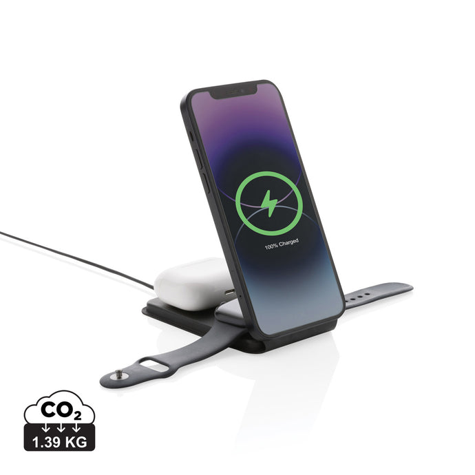 Swiss Peak RCS rPU 15W  3-in-1 magnetic wireless charger - Custom Wood Designs