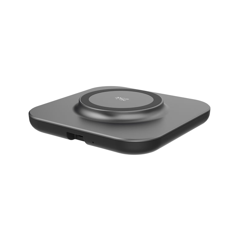Load image into Gallery viewer, XD Xclusive Quantum ultra-fast 25W magnetic wireless charging pad for phones and tablets, showing the sleek black design.
