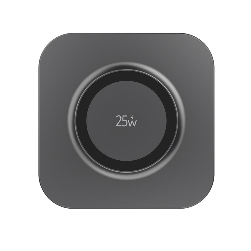 Load image into Gallery viewer, XD Xclusive Quantum ultra-fast 25W magnetic wireless charging pad for phones and tablets, sleek black accessory on a white surface.
