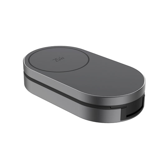 XD Xclusive Quantum ultra-fast 3-in-1 foldable wireless charger for phones and tablets, featuring a sleek, compact design.