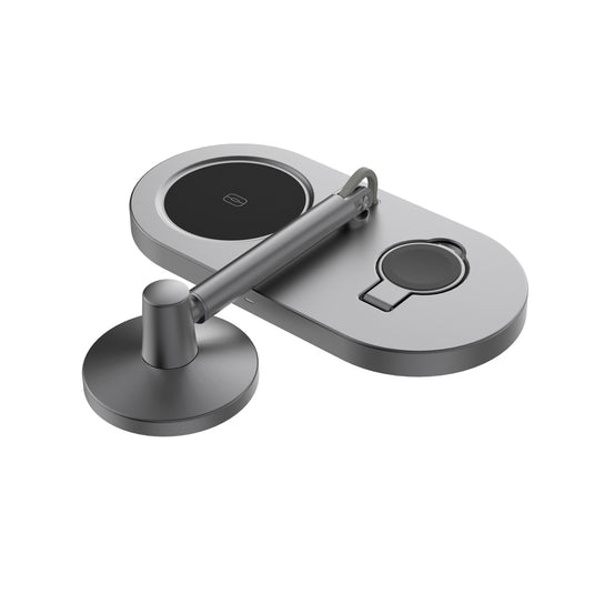 XD Xclusive Quantum RCS ultra-fast 25W magnetic wireless charger for phones and tablets, shown on a desk with device attached.