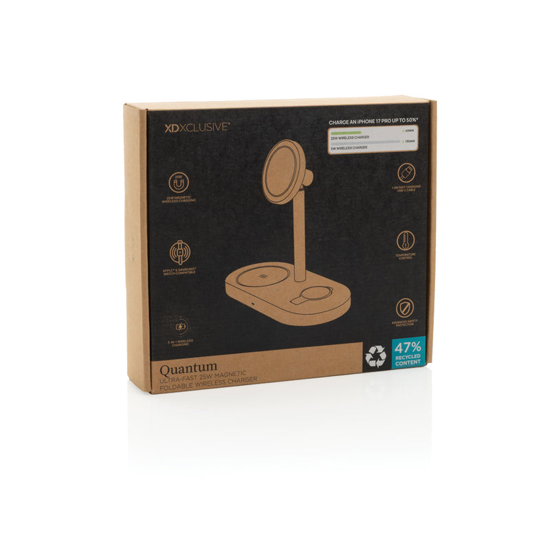Load image into Gallery viewer, XD Xclusive Quantum RCS 25W magnetic wireless charger for phones and tablets showing the sleek charging pad and device placement.
