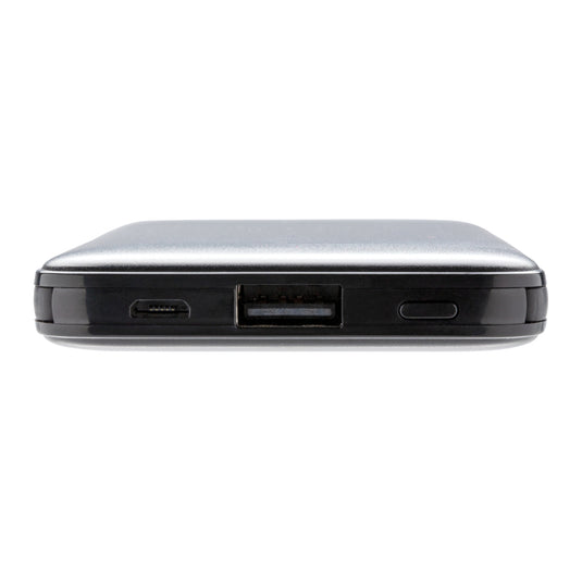 XD Collection 5,000 mAh pocket powerbank with integrated cables for phones and tablets, compact portable charging device.