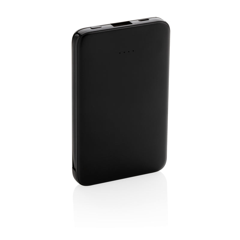 Load image into Gallery viewer, XD Collection 5,000mAh pocket powerbank with integrated cables for phones and tablets, compact portable charging accessory.
