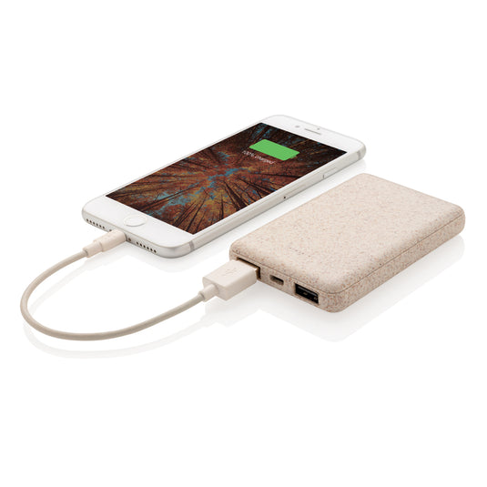 Wheat Straw 5.000 mAh Pocket Powerbank - Custom Wood Designs