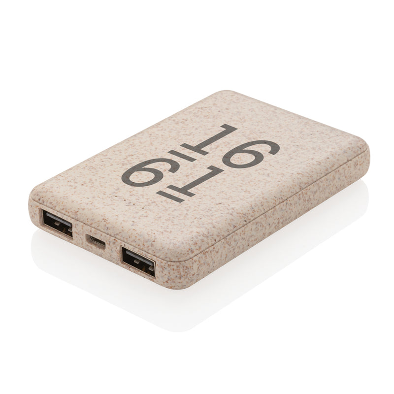 Load image into Gallery viewer, Wheat Straw 5.000 mAh Pocket Powerbank - Custom Wood Designs
