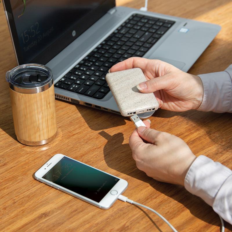 Load image into Gallery viewer, Wheat Straw 5.000 mAh Pocket Powerbank - Custom Wood Designs
